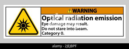 Cartello di avvertenza simbolo di emissione di radiazioni ottiche segno isolato su sfondo bianco Illustrazione Vettoriale