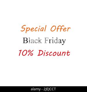 Offerta speciale Black friday 10% sconto pubblicità commerciale icona adesivo Illustrazione Vettoriale