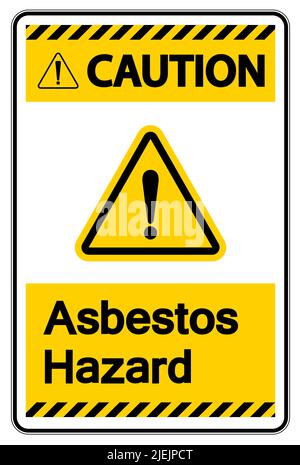 Attenzione simbolo di rischio di amianto su sfondo bianco Illustrazione Vettoriale