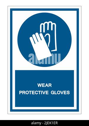 Indossare guanti protettivi simbolo segno isolare su sfondo bianco, illustrazione vettoriale Illustrazione Vettoriale