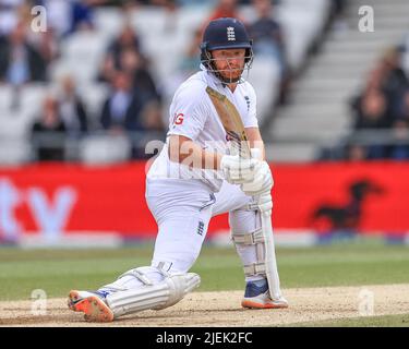 Leeds, Regno Unito. 27th giugno 2022. Jonny Bairstow d'Inghilterra durante la partita a Leeds, Regno Unito, il 6/27/2022. (Foto di Mark Cosgrove/News Images/Sipa USA) Credit: Sipa USA/Alamy Live News Foto Stock