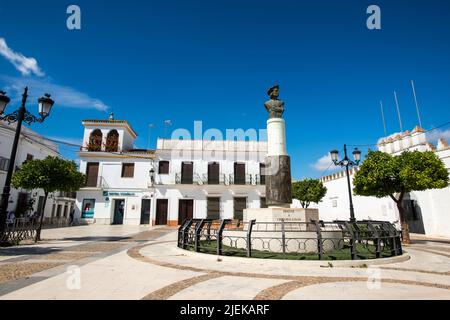 Monumento a Cristoforo Colombo vicino al monastero di Santa Clara, Moguer Foto Stock