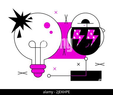 Ottima idea - disegno colorato in stile piano con elementi lineari Illustrazione Vettoriale