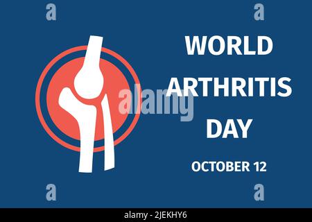 Giorno dell'artrite del mondo. Osso negli anelli rossi del dolore, simbolo piatto di osteoartrite o reumatismo nel ginocchio. Logo della malattia, vettore medico recente sanitario Illustrazione Vettoriale