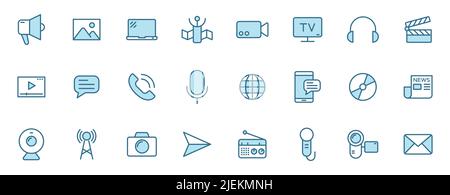 icone vettoriali dei contorni dei supporti in due colori. Illustrazione Vettoriale