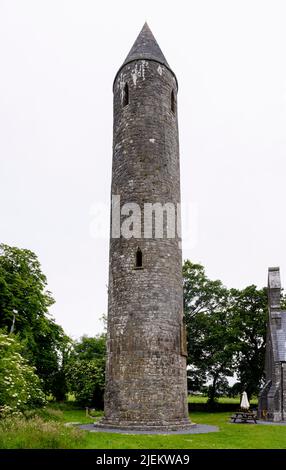 Irish Roundtower, Timahoe, County Laois, Irlanda Foto Stock