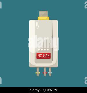 Illustrazione vettoriale di una caldaia a gas, senza gas. Fa freddo nell'appartamento. Illustrazione Vettoriale