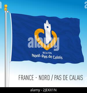 Nord - bandiera regionale Pas de Calais, Francia, Unione europea, illustrazione vettoriale Illustrazione Vettoriale