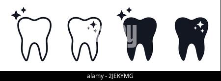 Pulizia denti simboli dentista e igiene dentale pulizia vettore denti illustrazione icone set Illustrazione Vettoriale
