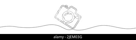 Disegno con una linea continua. Una linea continua di una fotocamera. Illustrazione vettoriale Illustrazione Vettoriale