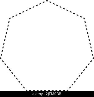 Simbolo eptagono icona vettoriale a forma tratteggiata per l'elemento ui di un disegno grafico creativo in un'illustrazione di pittogramma Illustrazione Vettoriale