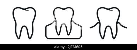 Pulire il dente con il simbolo gengive dentista e dentista segni vettore illustrazione icona set Illustrazione Vettoriale