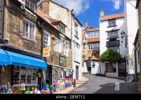 Robin Hood's Bay Yorkshire Muir Lea Stores General store e The Laurel Inn Accomodation on New Road Robin Hood's Bay Yorkshire Inghilterra UK GB Europe Foto Stock