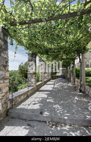 Angera, Italia - 4 giugno 2022: Nel parco del Castello Borromeo. Foto Stock