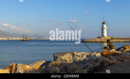 Pesca ad Alanya, Turchia Foto Stock