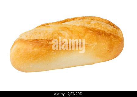 Pane isolato su baguette di grano di segale corto e bianco con cereali e farina di mais Foto Stock