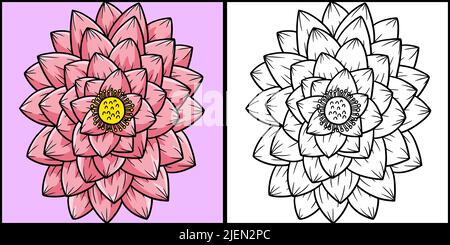 Fiore di loto colorazione pagina Illustrazione colorata Illustrazione Vettoriale
