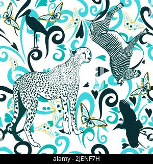 Zebra e gheetah senza cuciture. Sfondo astratto . Illustrazione vettoriale Illustrazione Vettoriale