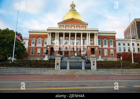 Esterno del Massachusetts State House Capitol nel centro cittadino di Boston. Stati Uniti d'America Foto Stock