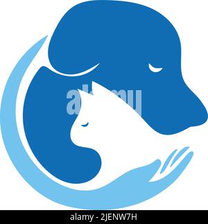 Modello con logo Vector PET Shop. Etichetta icona animale moderna per negozio, clinica veterinaria, ospedale, rifugio, servizi aziendali. Illustrazione Vettoriale