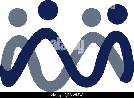 Astratto corona persone colorato logo icona design minimal stile illustrazione. Logo simbolo del simbolo del lavoro di squadra della famiglia Illustrazione Vettoriale