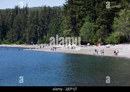 Beach Scene, Sombrio Beach, Vancouver Island BC Canada Foto Stock