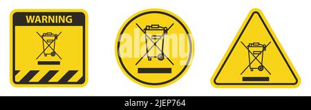 Attenzione Nessun simbolo di scarto isolare su sfondo bianco Illustrazione Vettoriale