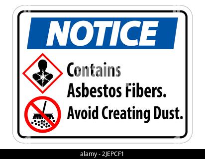 Etichetta di avviso contiene fibre di amianto, evitare di creare polvere Illustrazione Vettoriale