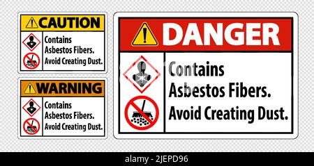 L'etichetta contiene fibre di amianto, evitare di creare polvere Illustrazione Vettoriale