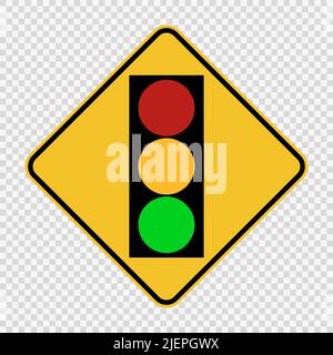 segnale semaforo verde giallo rosso segno su sfondo trasparente,illustrazione vettoriale Illustrazione Vettoriale