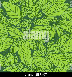 Ramificazioni decorative senza giunture di edera con foglie Illustrazione Vettoriale