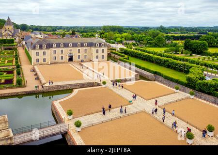 L'Château de Villandry è una splendida residenza di campagna situata a Villandry, nel dipartimento di Indre-et-Loire della Francia. Il famoso gar rinascimentale Foto Stock