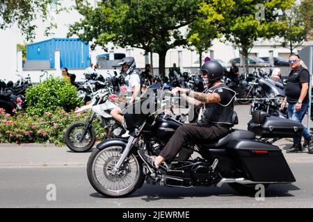 Magic Bikes Rudesheim, uno dei più grandi eventi Harley Davidson d'Europa nella regione patrimonio mondiale della Valle del Reno. Harley & vintage bike rally, Germania Foto Stock