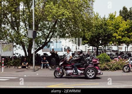 Magic Bikes Rudesheim, uno dei più grandi eventi Harley Davidson d'Europa nella regione patrimonio mondiale della Valle del Reno. Harley & vintage bike rally, Germania Foto Stock