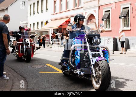 Magic Bikes Rudesheim, uno dei più grandi eventi Harley Davidson d'Europa nella regione patrimonio mondiale della Valle del Reno. Harley & vintage bike rally, Germania Foto Stock