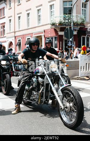 Magic Bikes Rudesheim, uno dei più grandi eventi Harley Davidson d'Europa nella regione patrimonio mondiale della Valle del Reno. Harley & vintage bike rally, Germania Foto Stock