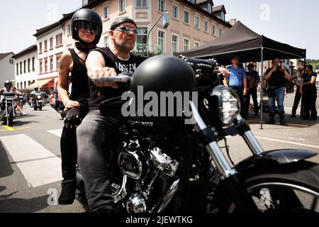 Magic Bikes Rudesheim, uno dei più grandi eventi Harley Davidson d'Europa nella regione patrimonio mondiale della Valle del Reno. Harley & vintage bike rally, Germania Foto Stock