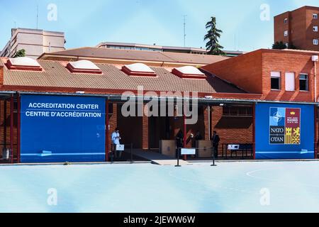 Madrid, Cracovia, Spagna. 28th giugno 2022. Centro di accreditamento sede del vertice NATO a Madrid, in Spagna, il 28 giugno 2022. (Credit Image: © Beata Zawrzel/ZUMA Press Wire) Foto Stock