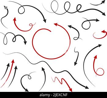 Frecce grandi e segni di direzione. Linea sottile con freccia. Illustrazione Vettoriale