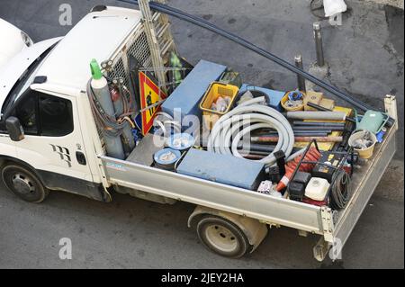 - Milano, cortile - Milano, cantiere stradale Foto Stock