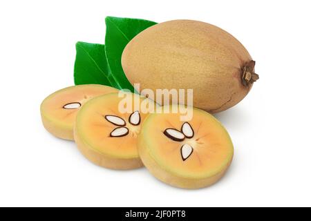 Sapodilla isolato su sfondo bianco con profondità di campo completa Foto Stock