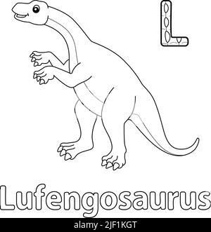 Lufengosaurus Alphabet ABC colorazione pagina L Illustrazione Vettoriale