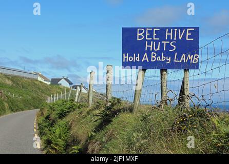 Cartello per le attrazioni turistiche vicino a Dingle, in Irlanda rurale Foto Stock