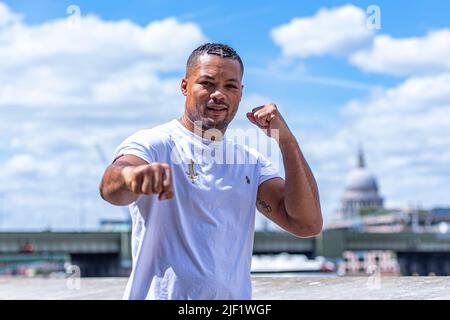 LONDRA, REGNO UNITO. 28th Giu, 2022. Durante Frankwarren presenta - Joe Joyce Media Workout alla palestra Secret Boxing Gym martedì 28 giugno 2022 a LONDRA (solo per uso editoriale, licenza richiesta per uso commerciale. Nessun utilizzo nelle scommesse, nei giochi o nelle pubblicazioni di un singolo club/campionato/giocatore.) Credit: Taka G Wu/Alamy Live News Foto Stock