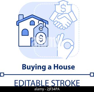 Acquisto casa blu chiaro concetto icona Illustrazione Vettoriale