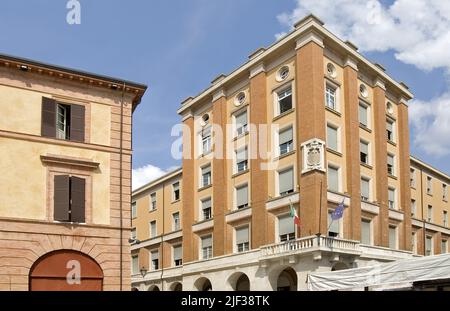 Edificio in Piazza Aurelio Saffi a Forli, Emilia Romagna Foto Stock