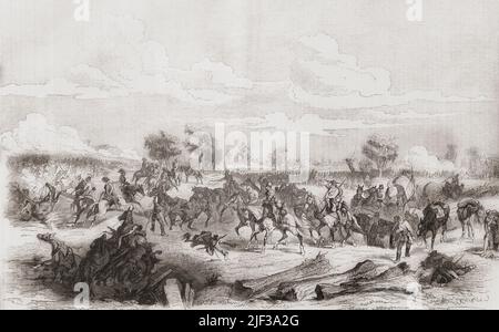 L'ultima carica dell'esercito austriaco nella battaglia di Solferino, 24 giugno 1859. Da l'Univers Illustre, pubblicato Parigi, 1859. Foto Stock