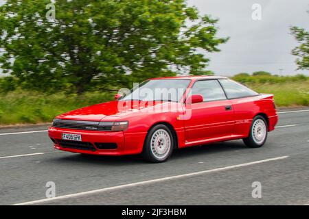 1989 80s anni ottanta rosso Toyota Celica 1988cc benzina senza pilastri; Foto Stock