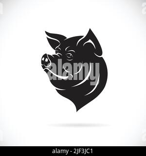 Vettore di un disegno di testa di maiale su sfondo bianco. Illustrazione vettoriale a livelli facilmente modificabile. Animali da fattoria. Illustrazione Vettoriale