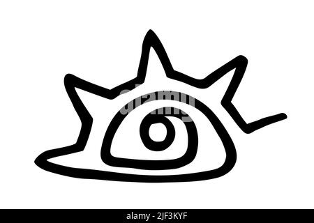 Disegno ad occhio stilizzato a mano dipinto a mano con penna d'inchiostro, isolato su sfondo bianco. Illustrazione vettoriale Illustrazione Vettoriale